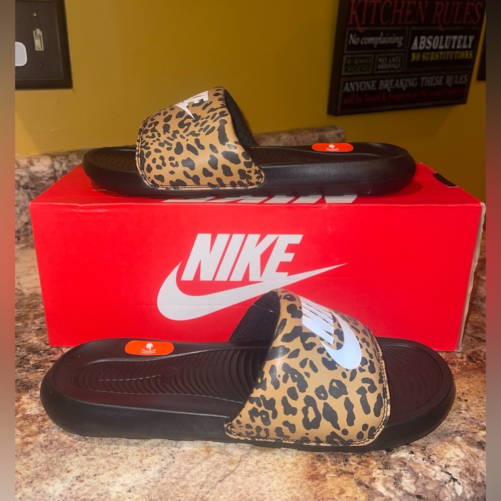 Nike Animal Print Black Slides